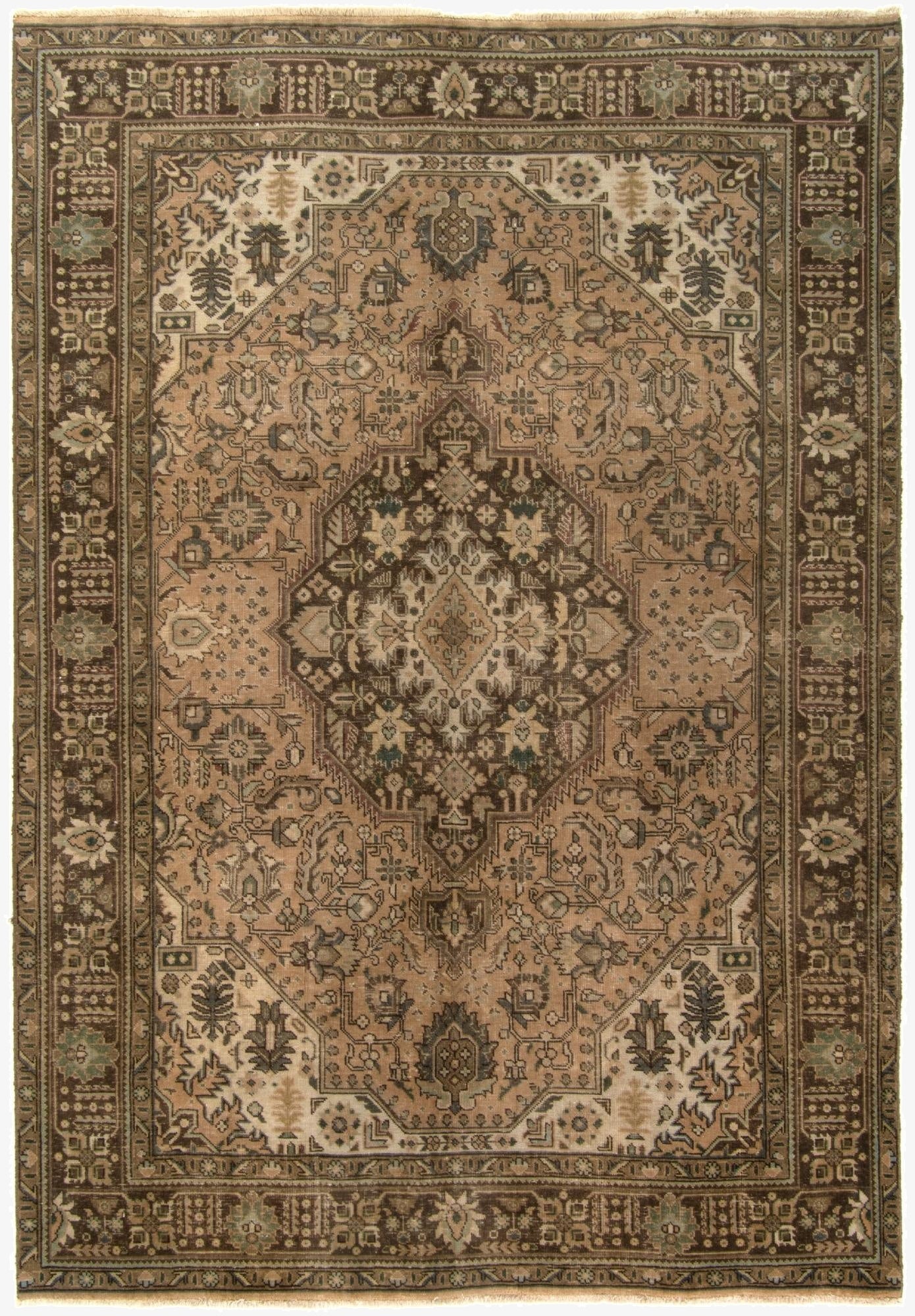 6' 6 x 9' 7  Hand Knotted Tabriz Persian Wool Rug