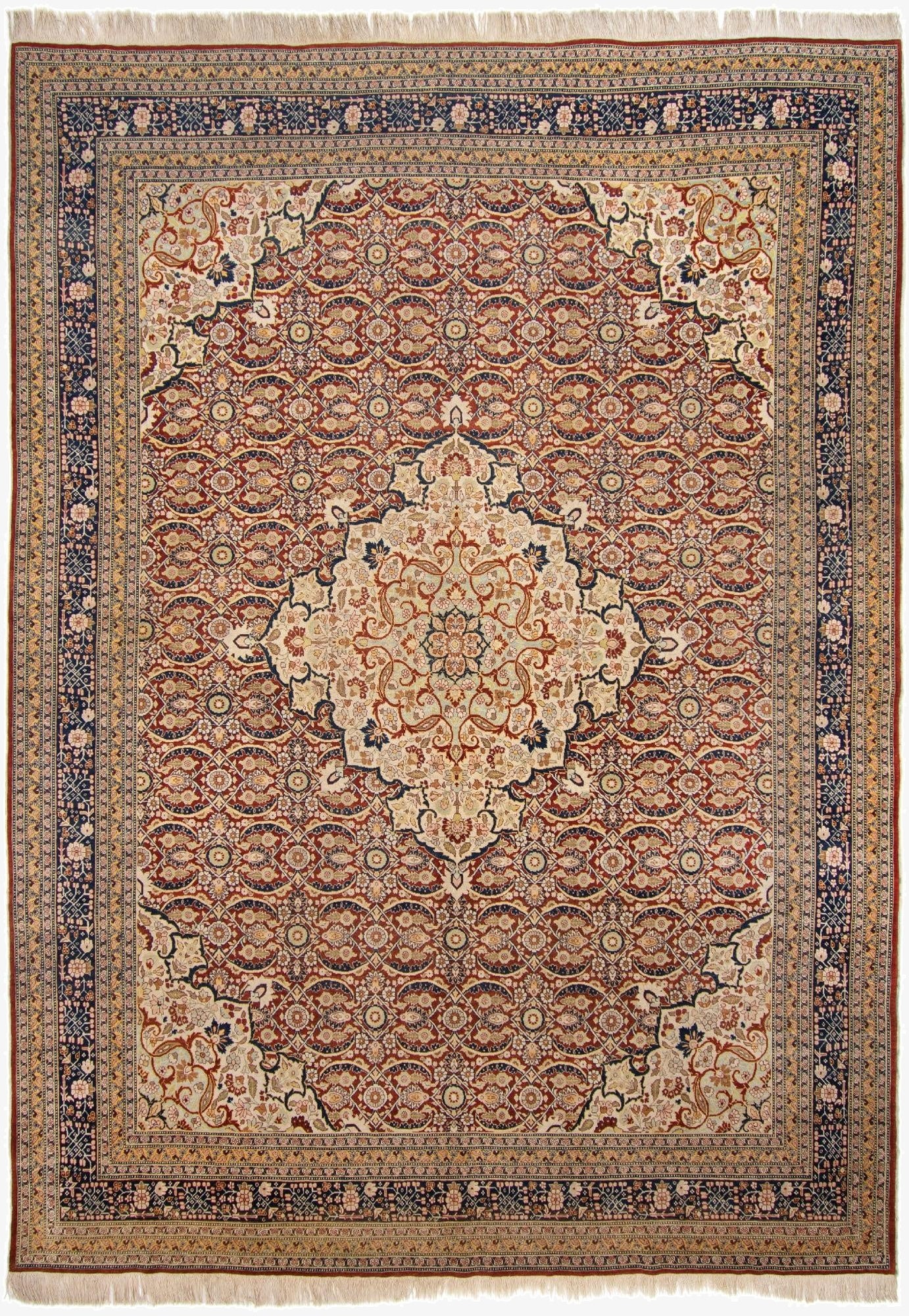 9' 4 x 12' 10  Hand Knotted Tabriz Persian Wool Rug