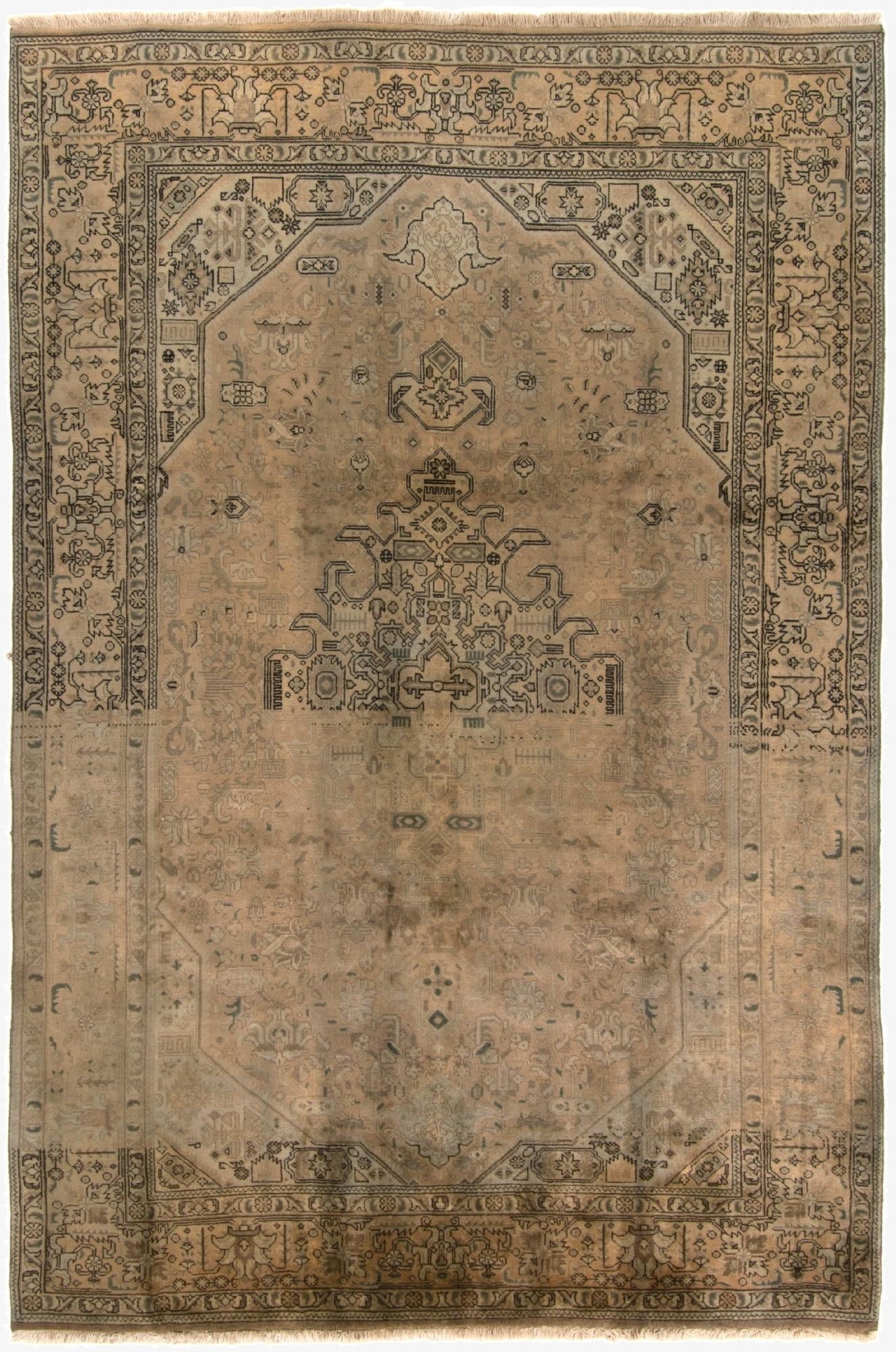 6' 4 x 9' 8  Hand Knotted Tabriz Persian Wool Rug