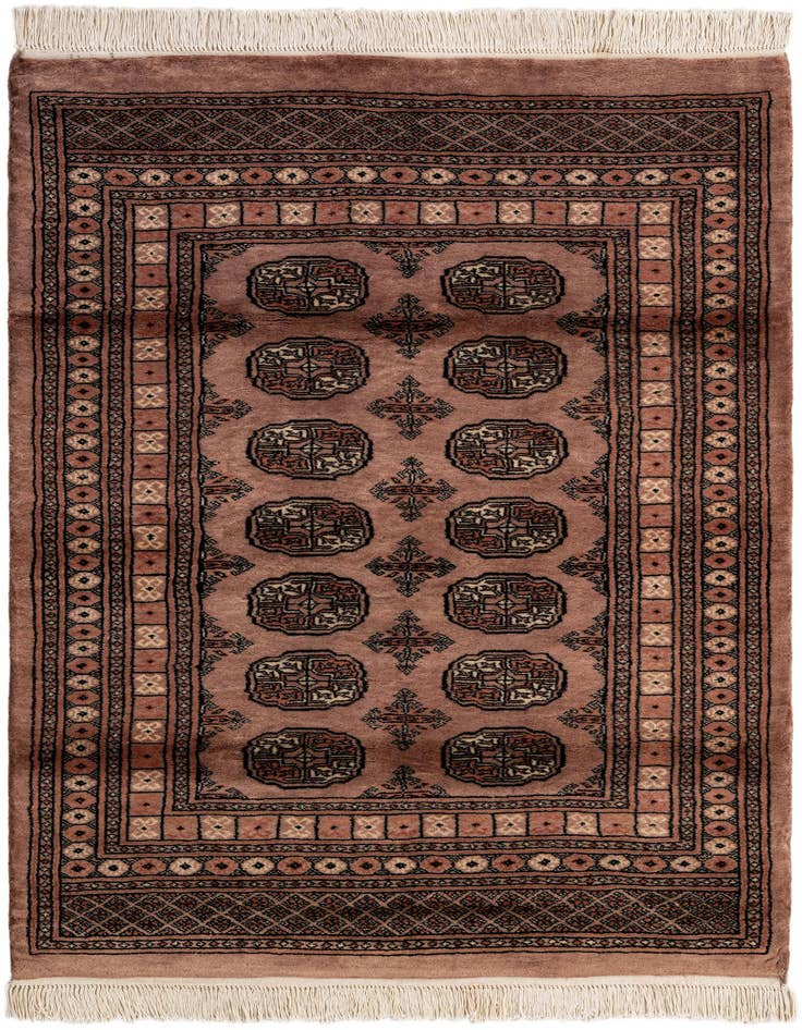 Detail image of 4' 2 x 5' 11 Hand Knotted Torkaman Persian Wool Rug