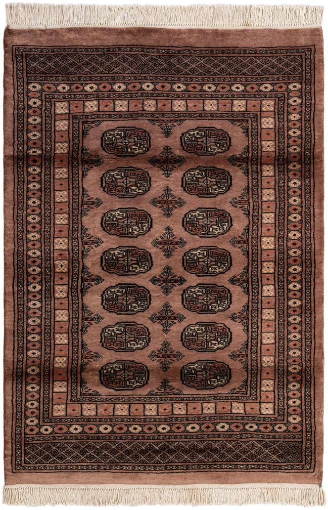 4' 2 x 5' 11 Hand Knotted Torkaman Persian Wool Rug