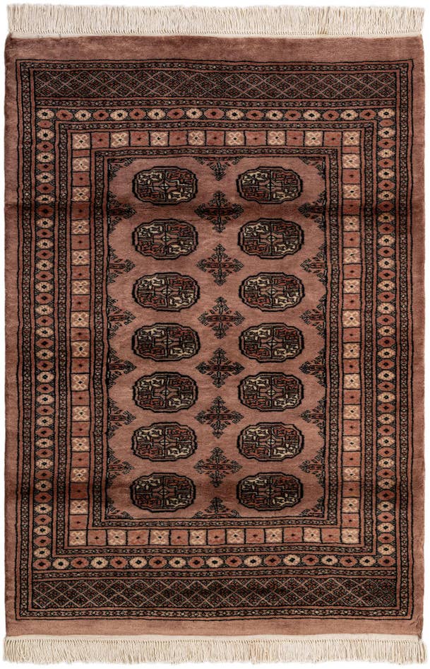 Detail image of 4' 2 x 5' 11 Hand Knotted Torkaman Persian Wool Rug