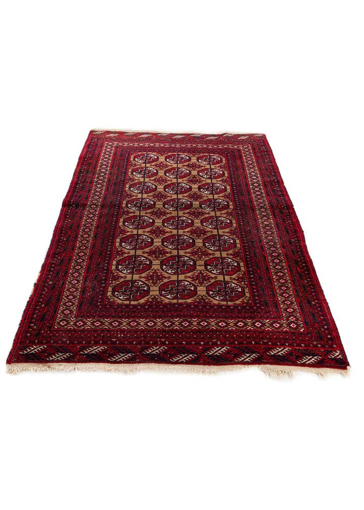 3' 5 x 4' 7 Hand Knotted Torkaman Wool Rug