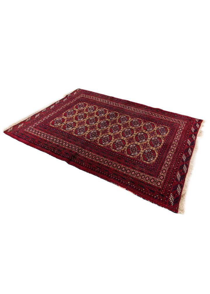 3' 5 x 4' 7 Hand Knotted Torkaman Wool Rug