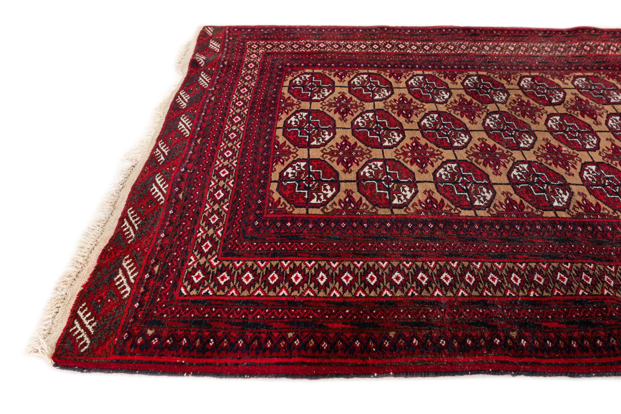 3' 5 x 4' 7 Hand Knotted Torkaman Wool Rug