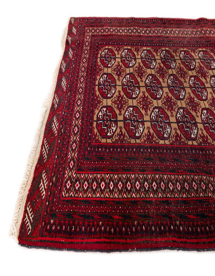 Detail image of 3' 5 x 4' 7 Hand Knotted Torkaman Wool Rug