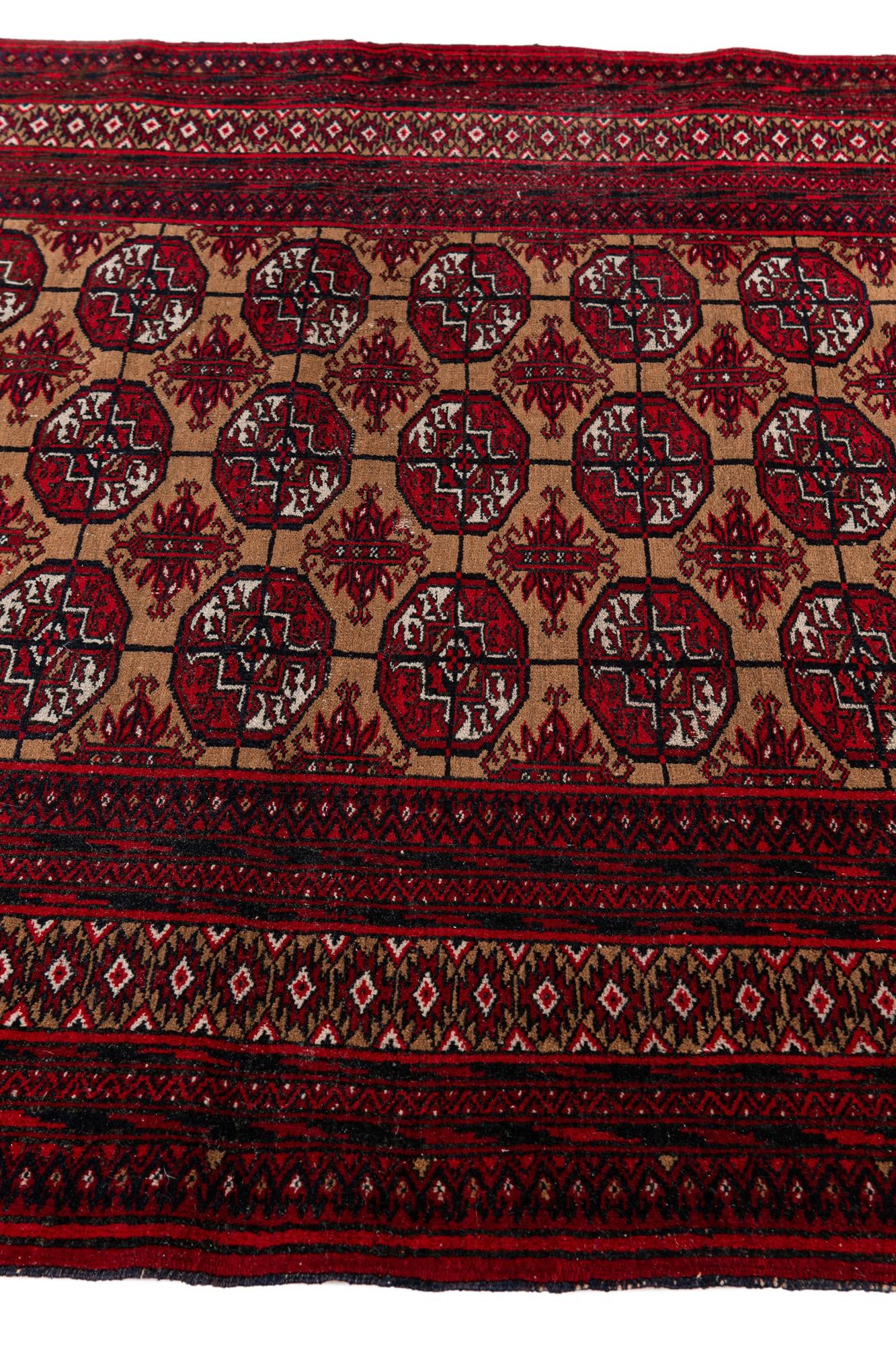 3' 5 x 4' 7 Hand Knotted Torkaman Wool Rug