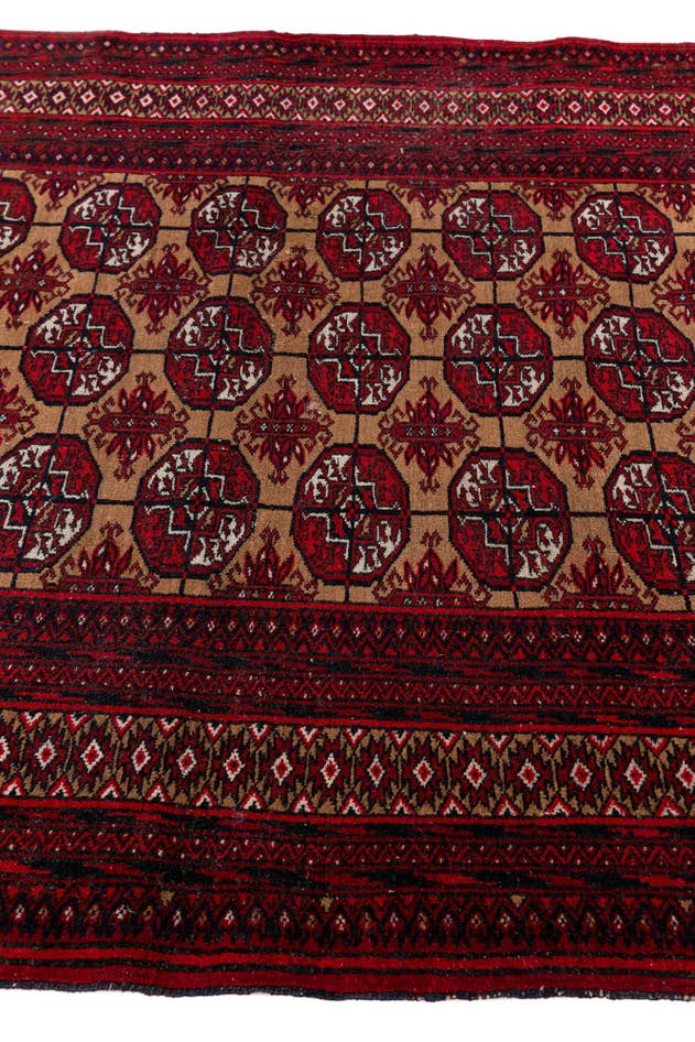 Detail image of 3' 5 x 4' 7 Hand Knotted Torkaman Wool Rug