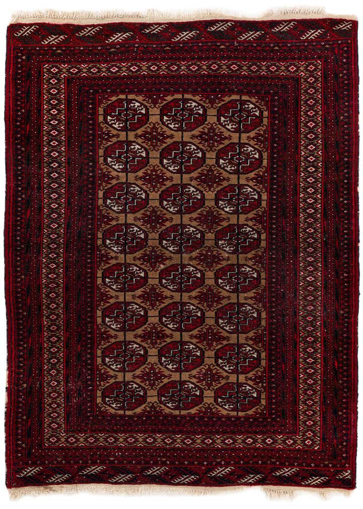 3' 5 x 4' 7 Hand Knotted Torkaman Wool Rug