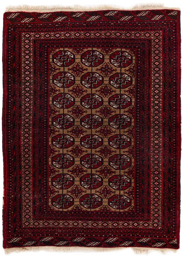 3' 5 x 4' 7 Hand Knotted Torkaman Wool Rug