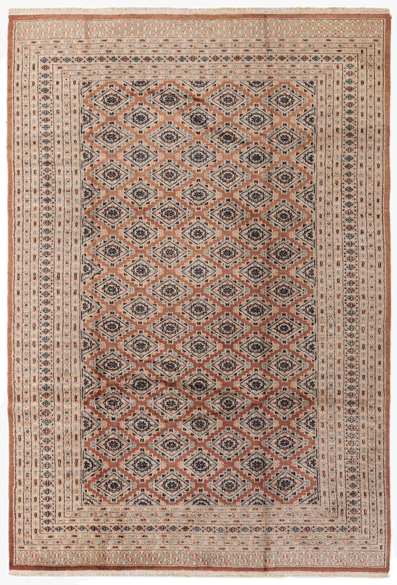 6' 1 x 8' 10  Hand Knotted Torkaman Persian Wool Rug