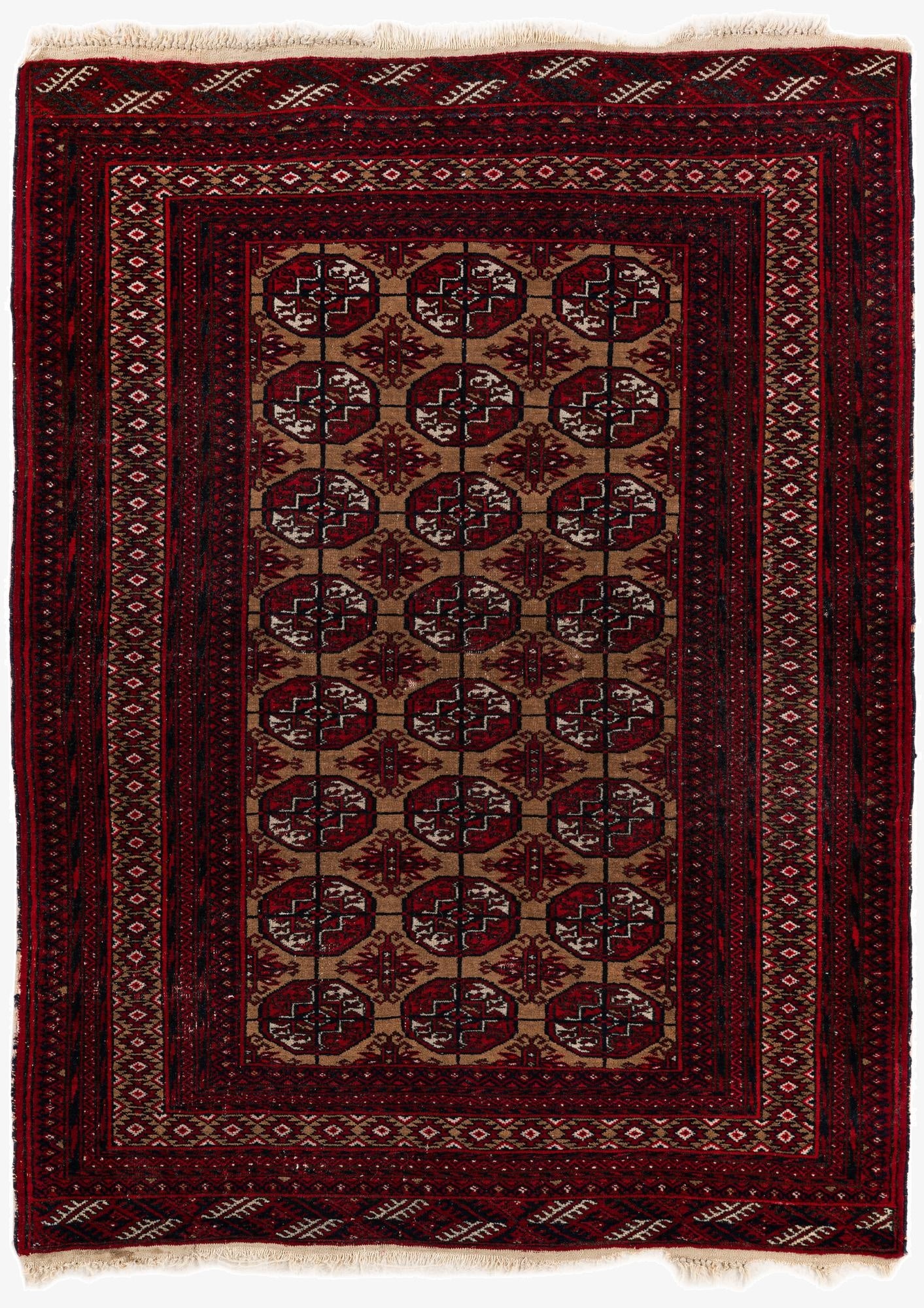 3' 5 x 4' 7  Hand Knotted Torkaman Wool Rug
