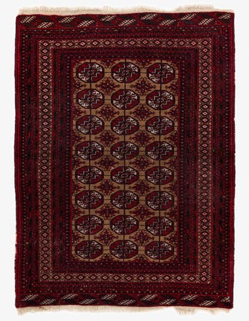 3' 5 x 4' 7 Hand Knotted Torkaman Wool Rug