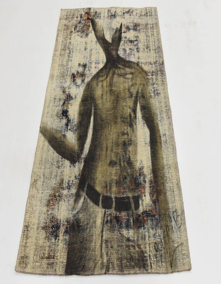 Detail image of 3' 5 x 4' 8  Hand Knotted Ultra Vintage Persian Wool Rug