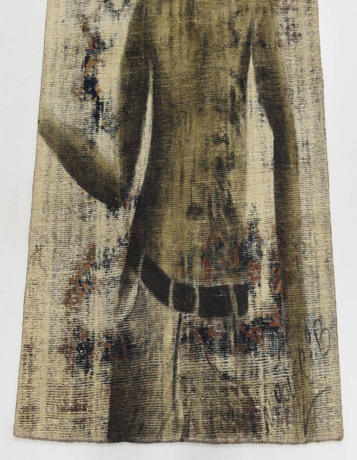 Detail image of 3' 5 x 4' 8  Hand Knotted Ultra Vintage Persian Wool Rug