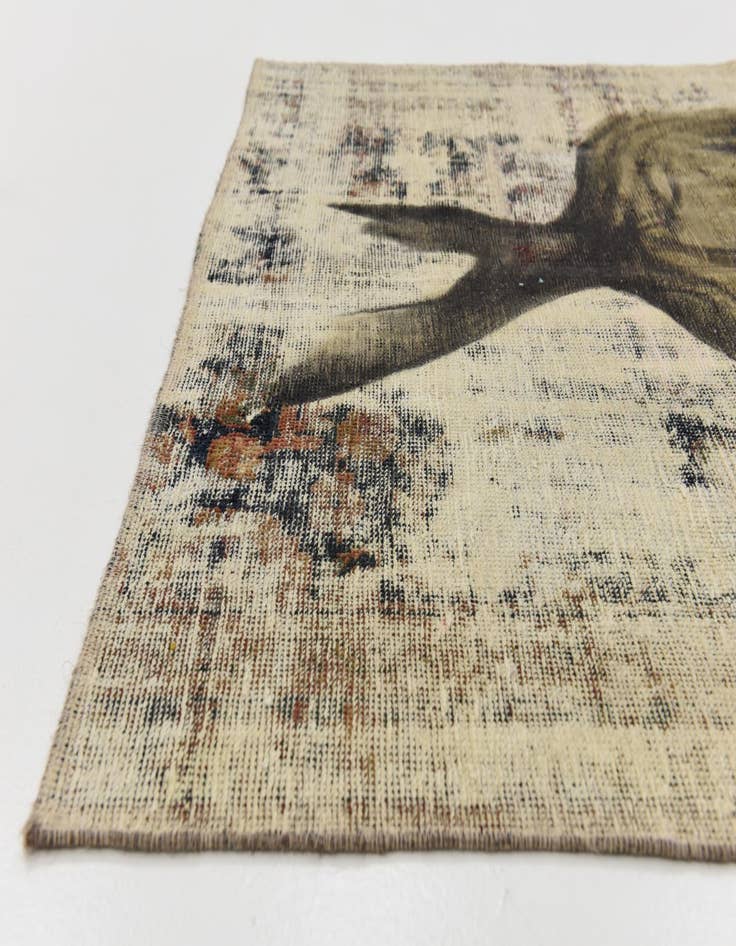 Detail image of 3' 5 x 4' 8  Hand Knotted Ultra Vintage Persian Wool Rug