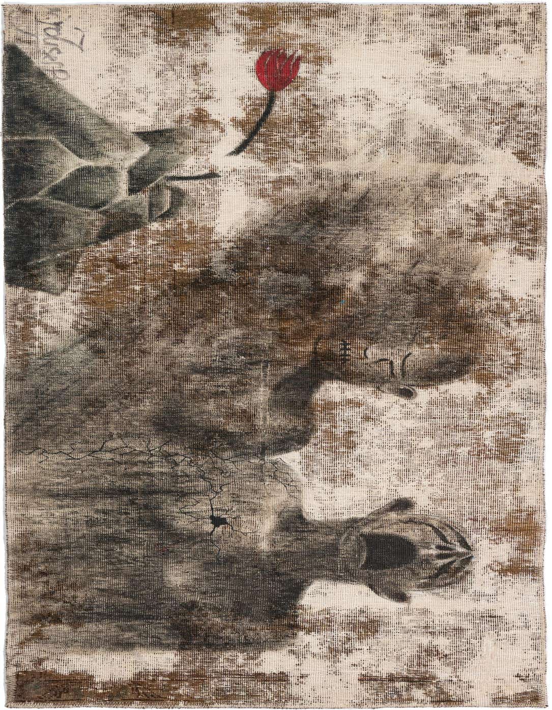 Primary image 3' x 5' 9  Hand Knotted Ultra Vintage Persian Wool Rug