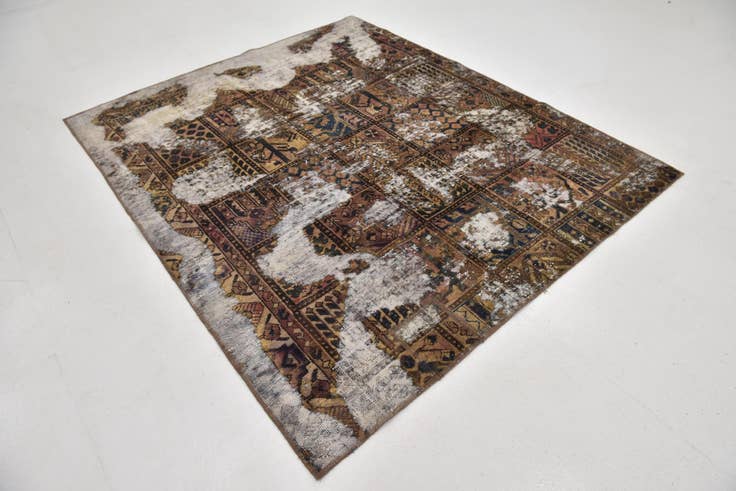 Detail image of 6' 3 x 7' 6 Hand Knotted Ultra Vintage Persian Wool Rug