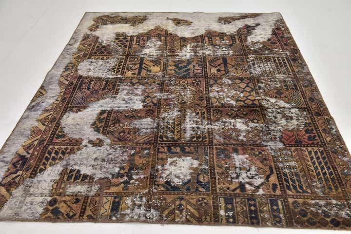 6' 3 x 7' 6 Hand Knotted Ultra Vintage Persian Wool Rug