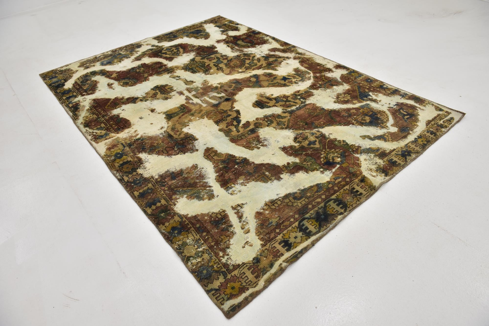 6' 6 x 9' Hand Knotted Ultra Vintage Persian Wool Rug