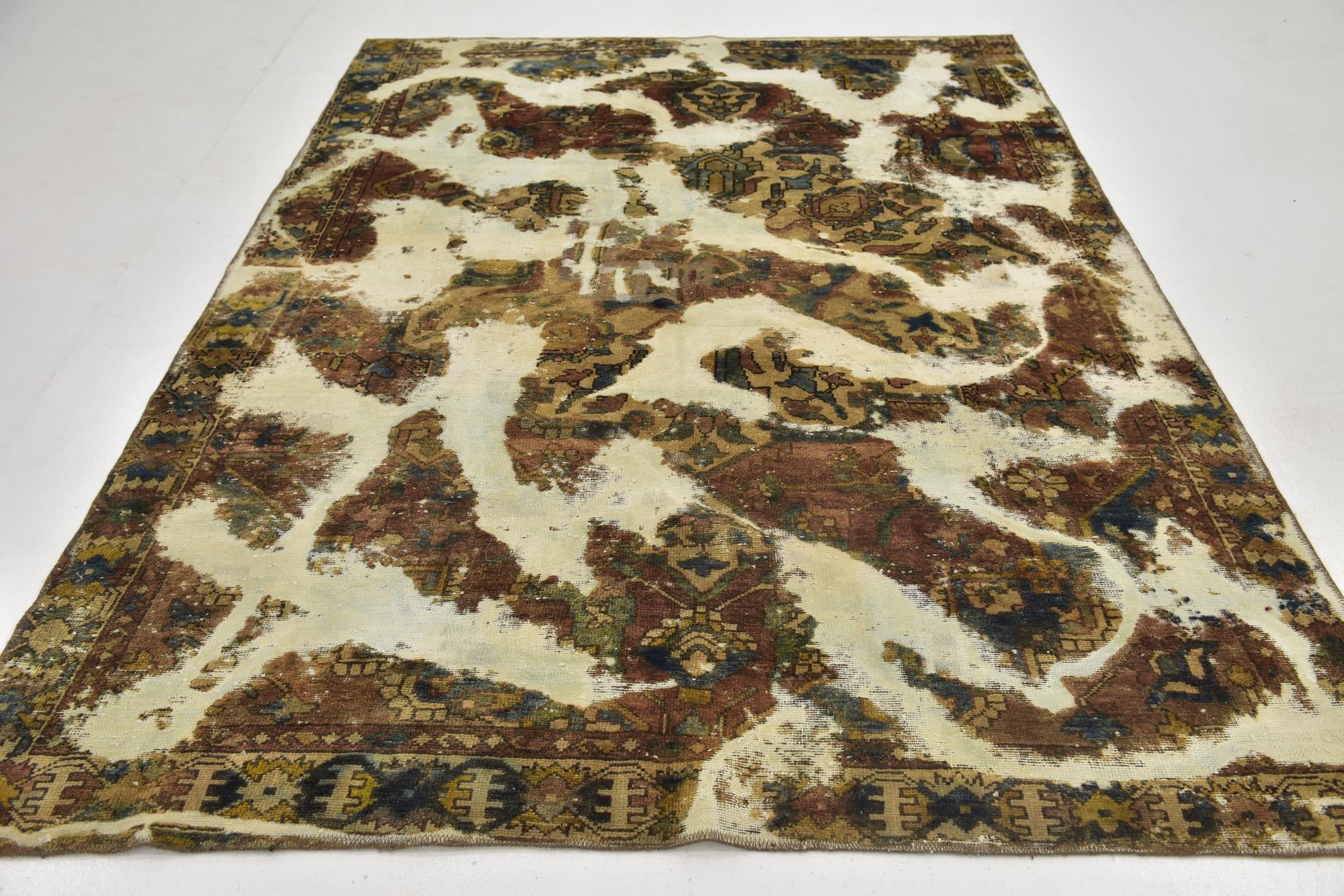 6' 6 x 9' Hand Knotted Ultra Vintage Persian Wool Rug
