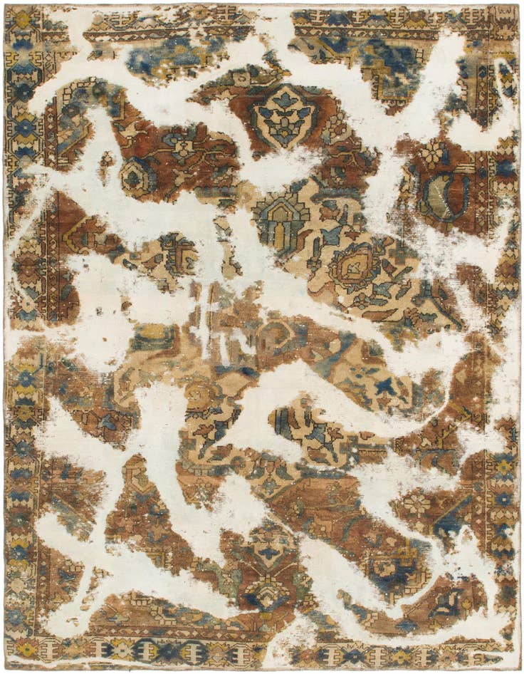 Detail image of 6' 6 x 9' Hand Knotted Ultra Vintage Persian Wool Rug