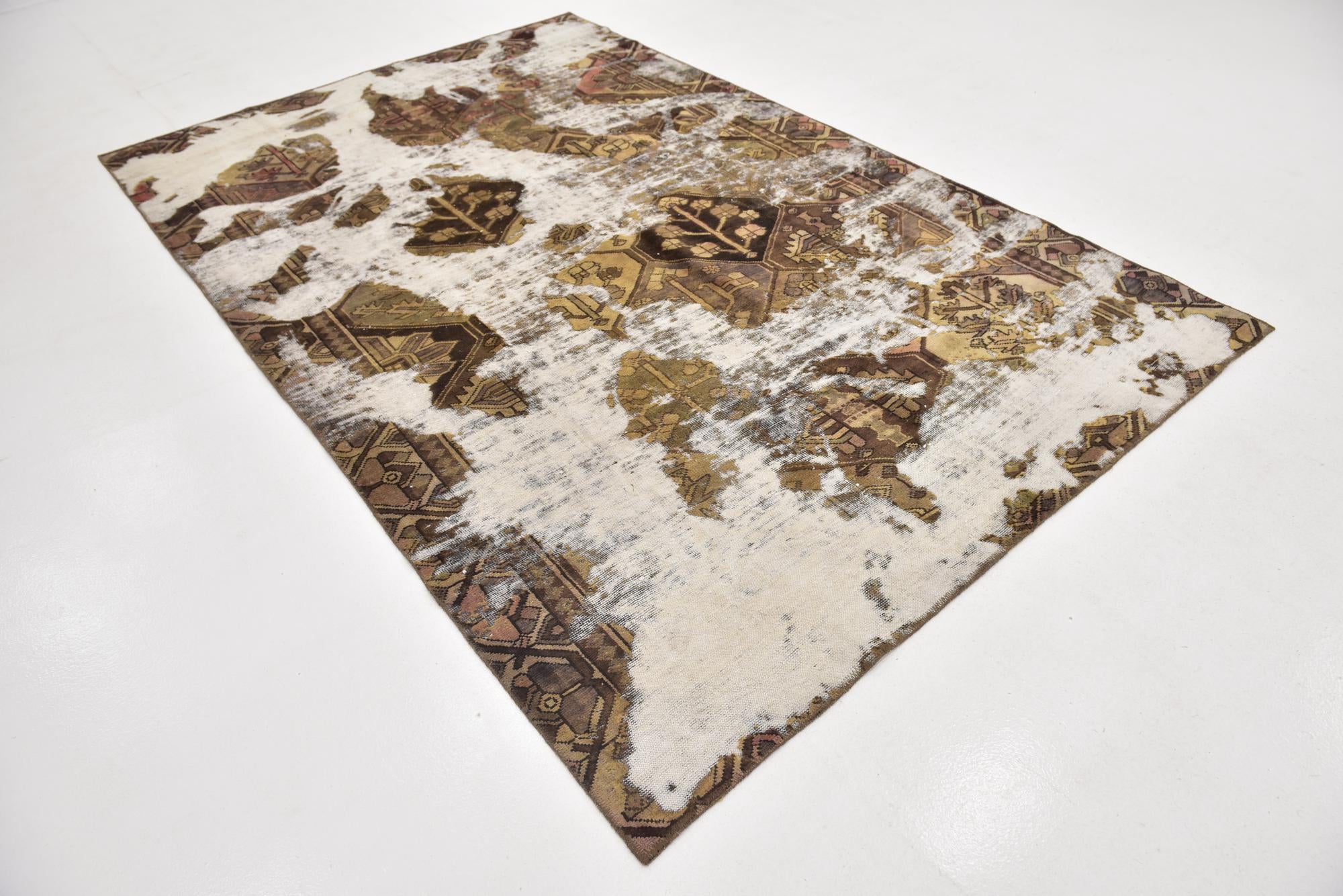 6' 3 x 9' 8 Hand Knotted Ultra Vintage Persian Wool Rug