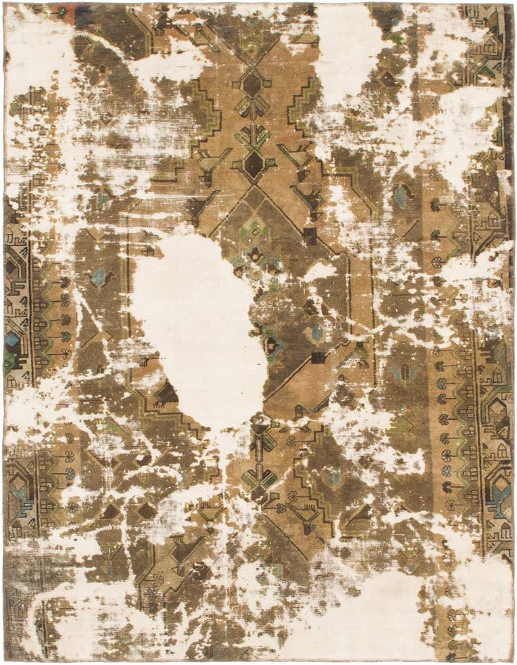 Detail image of 4' 9 x 7' Hand Knotted Ultra Vintage Persian Wool Rug