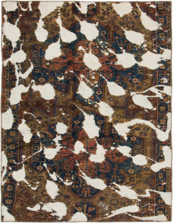 Detail image of 4' 8 x 7' 4 Hand Knotted Ultra Vintage Persian Wool Rug