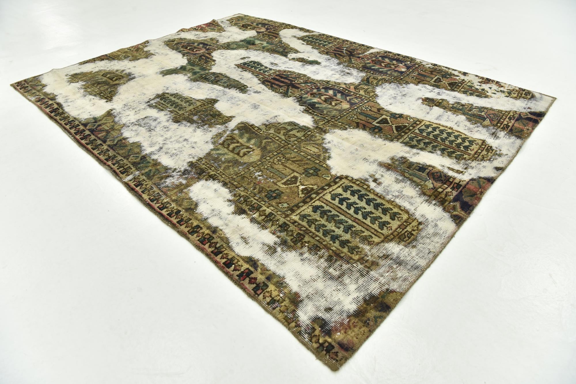 5' 7 x 7' 5 Hand Knotted Ultra Vintage Persian Wool Rug