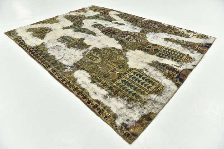 5' 7 x 7' 5 Hand Knotted Ultra Vintage Persian Wool Rug