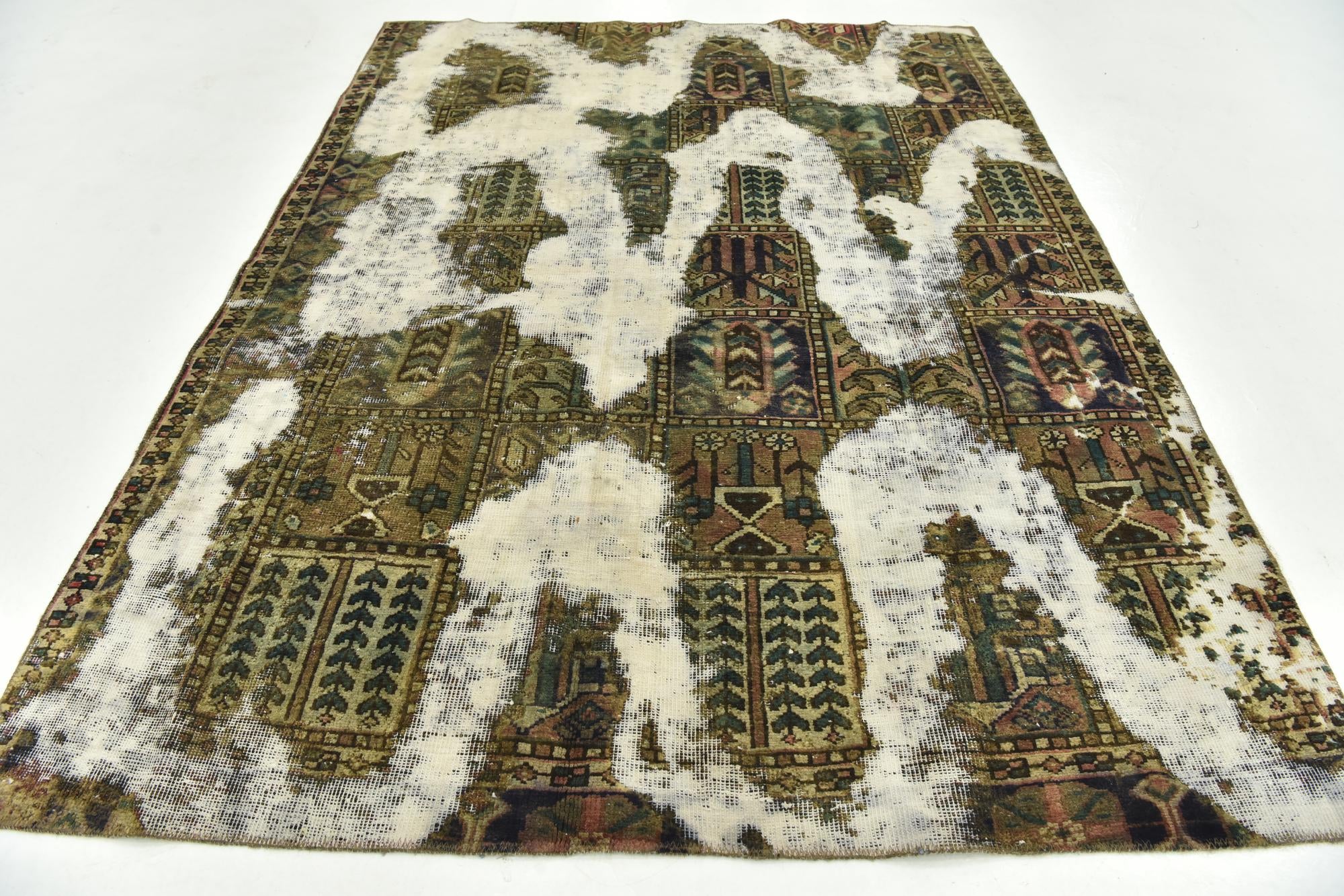 5' 7 x 7' 5 Hand Knotted Ultra Vintage Persian Wool Rug