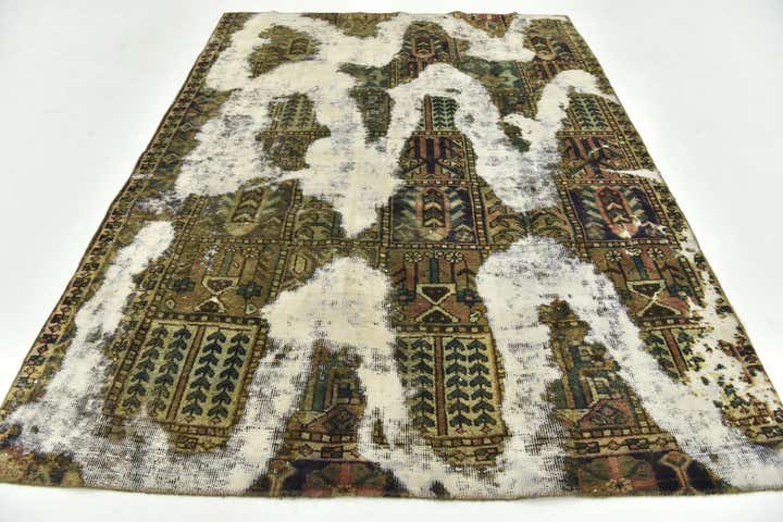 5' 7 x 7' 5 Hand Knotted Ultra Vintage Persian Wool Rug