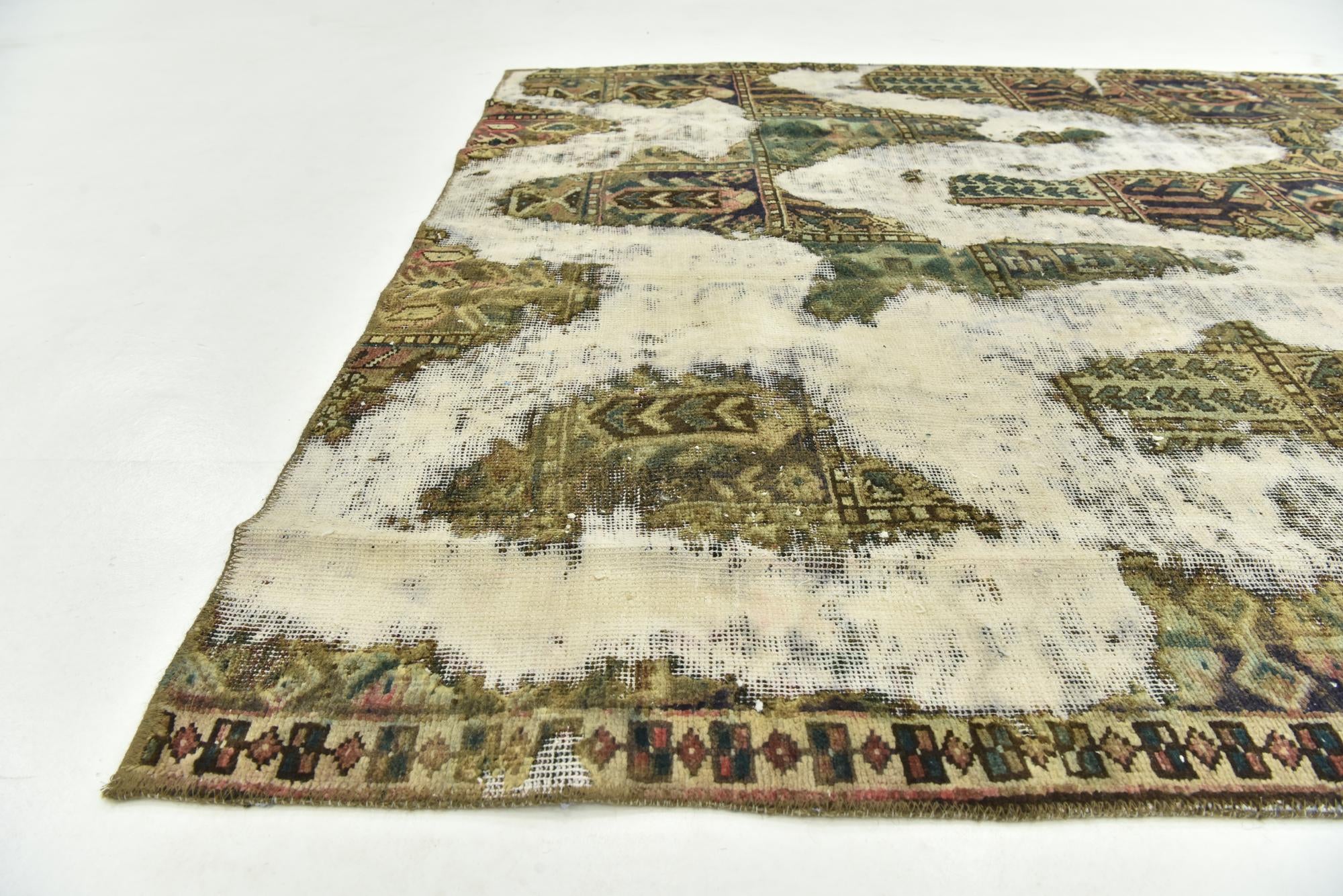 5' 7 x 7' 5 Hand Knotted Ultra Vintage Persian Wool Rug