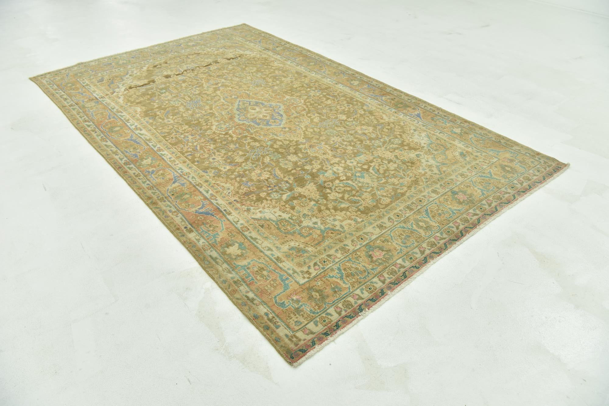 6' 2 x 10' 4 Hand Knotted Ultra Vintage Persian Wool Rug