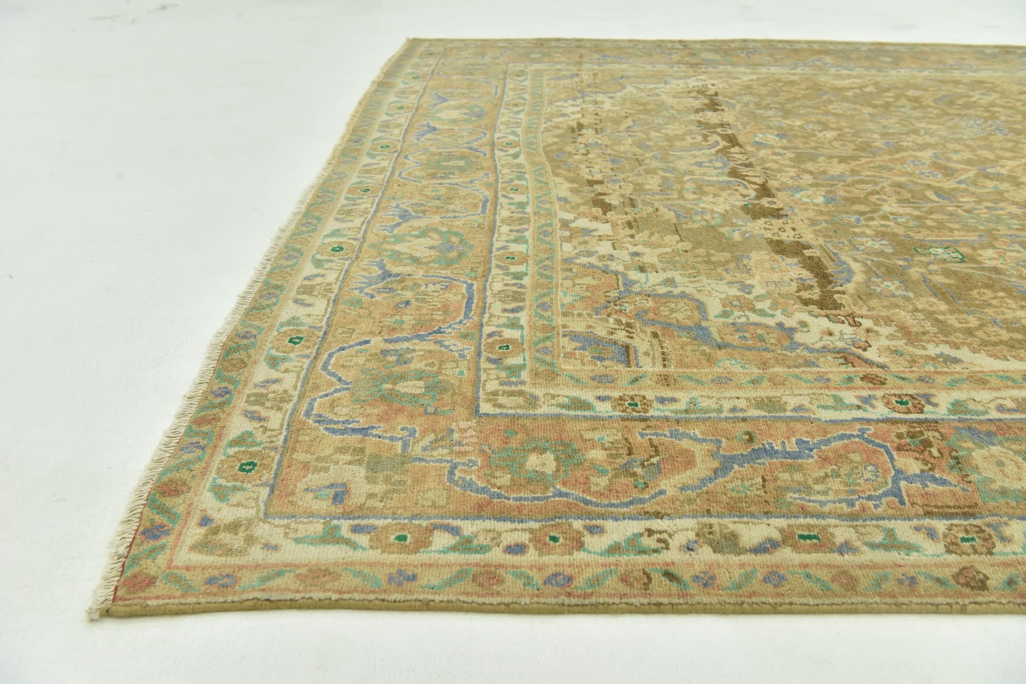 6' 2 x 10' 4 Hand Knotted Ultra Vintage Persian Wool Rug