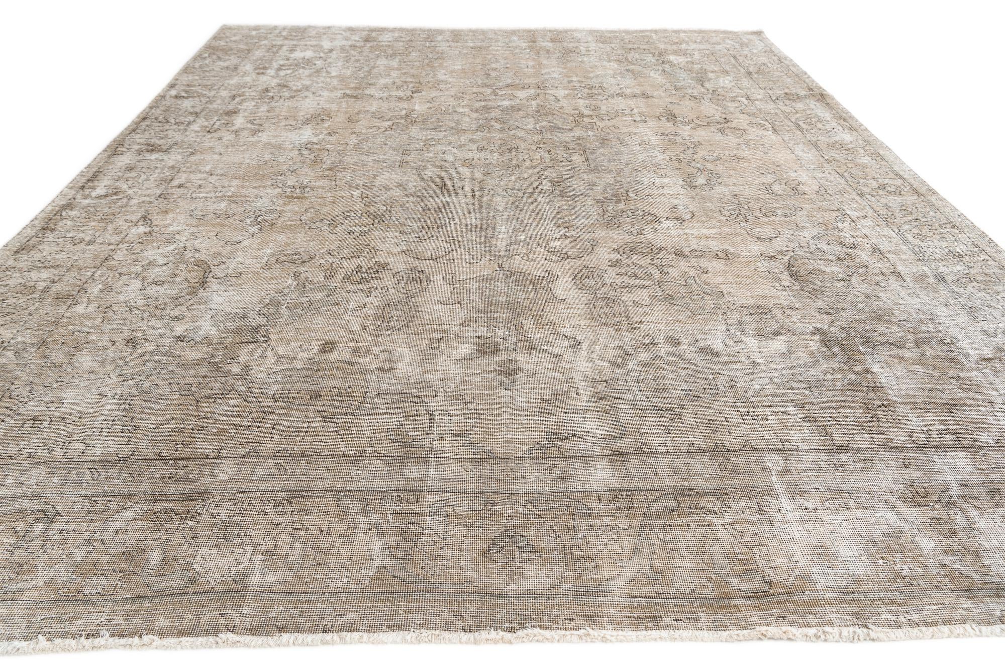 9' 3 x 12' 1 Hand Knotted Ultra Vintage Persian Wool Rug