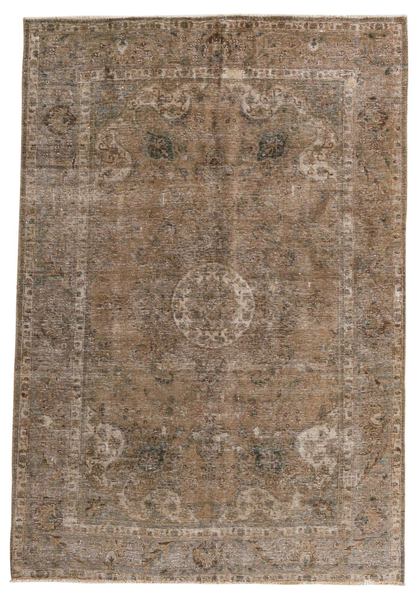 6' 2 x 9' Hand Knotted Ultra Vintage Persian Wool Rug