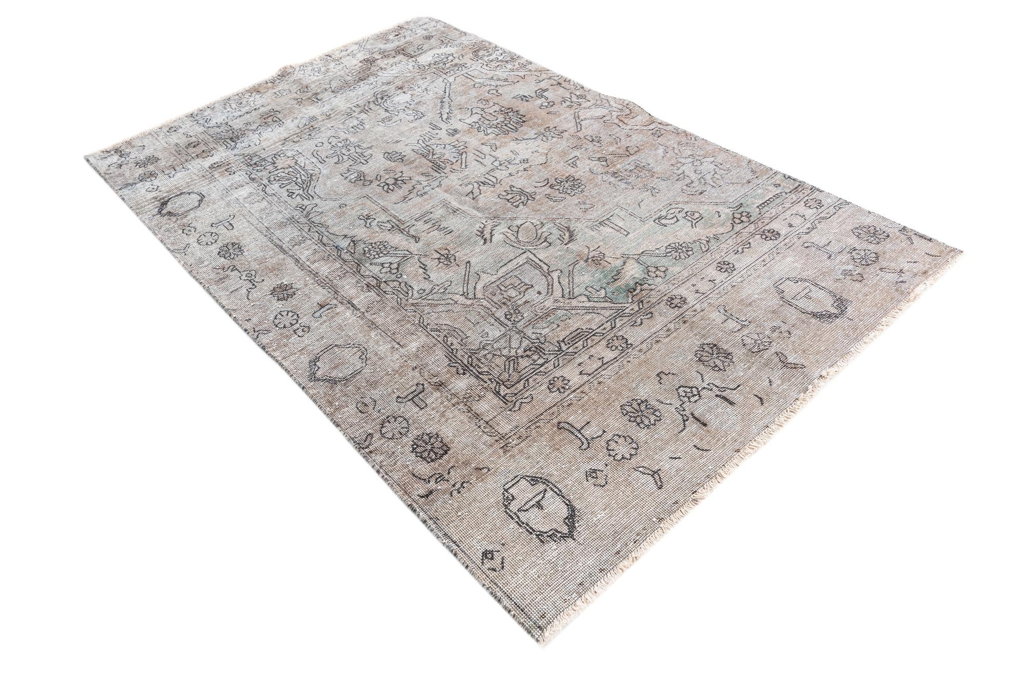 4' 2 x 6' 8 Hand Knotted Ultra Vintage Persian Wool Rug