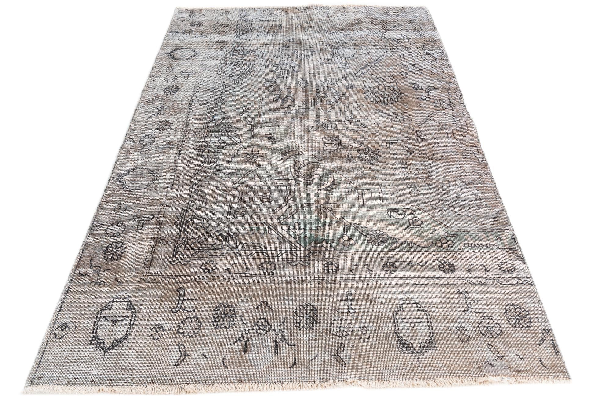 4' 2 x 6' 8 Hand Knotted Ultra Vintage Persian Wool Rug