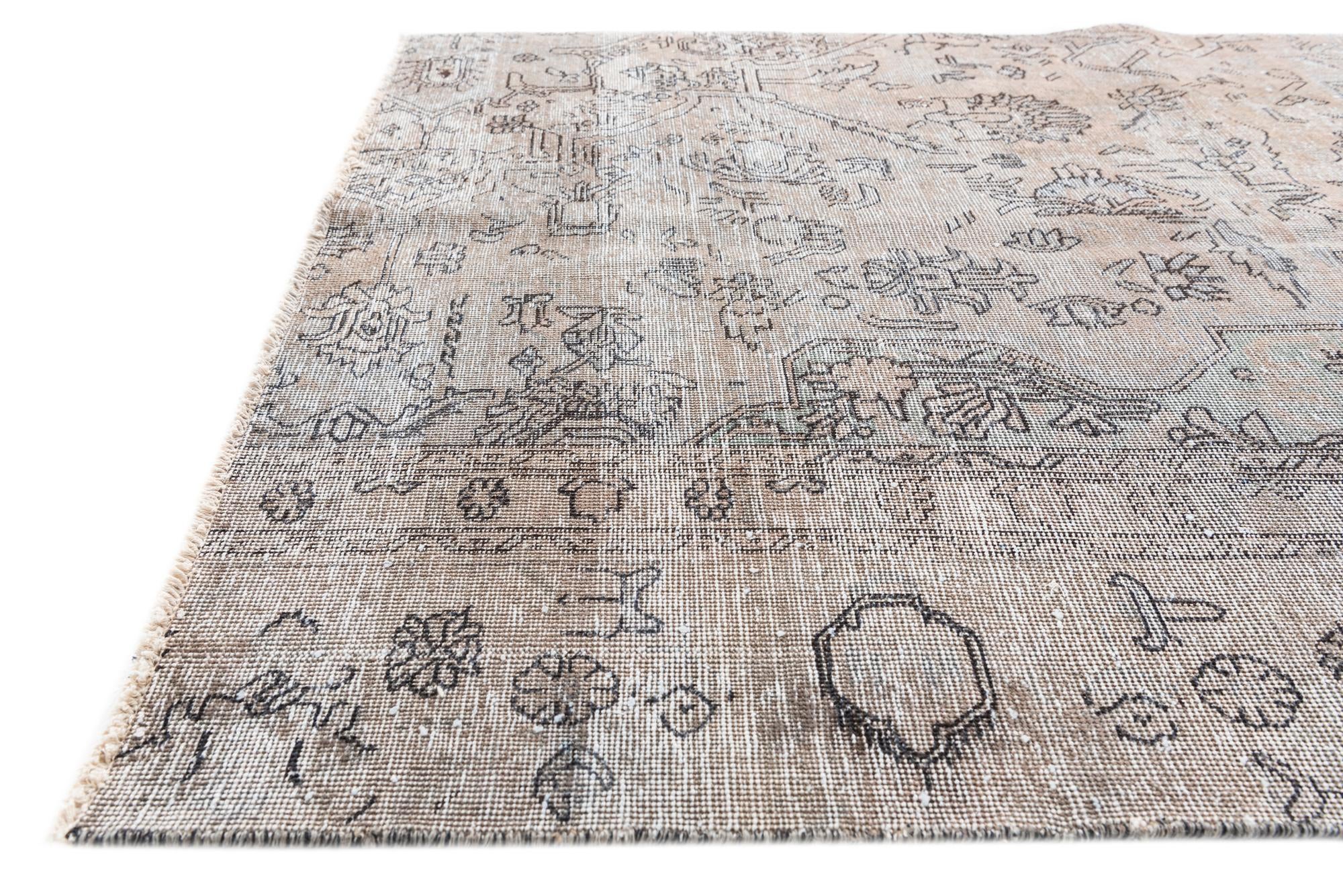 4' 2 x 6' 8 Hand Knotted Ultra Vintage Persian Wool Rug
