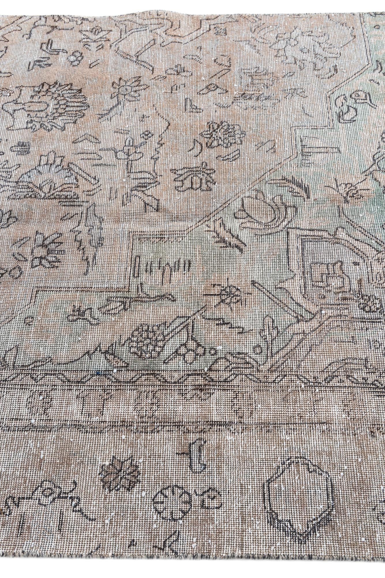 4' 2 x 6' 8 Hand Knotted Ultra Vintage Persian Wool Rug