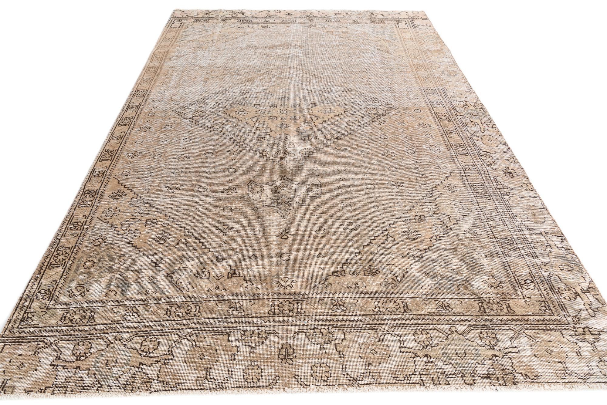 6' 3 x 9' 8 Hand Knotted Ultra Vintage Persian Wool Rug