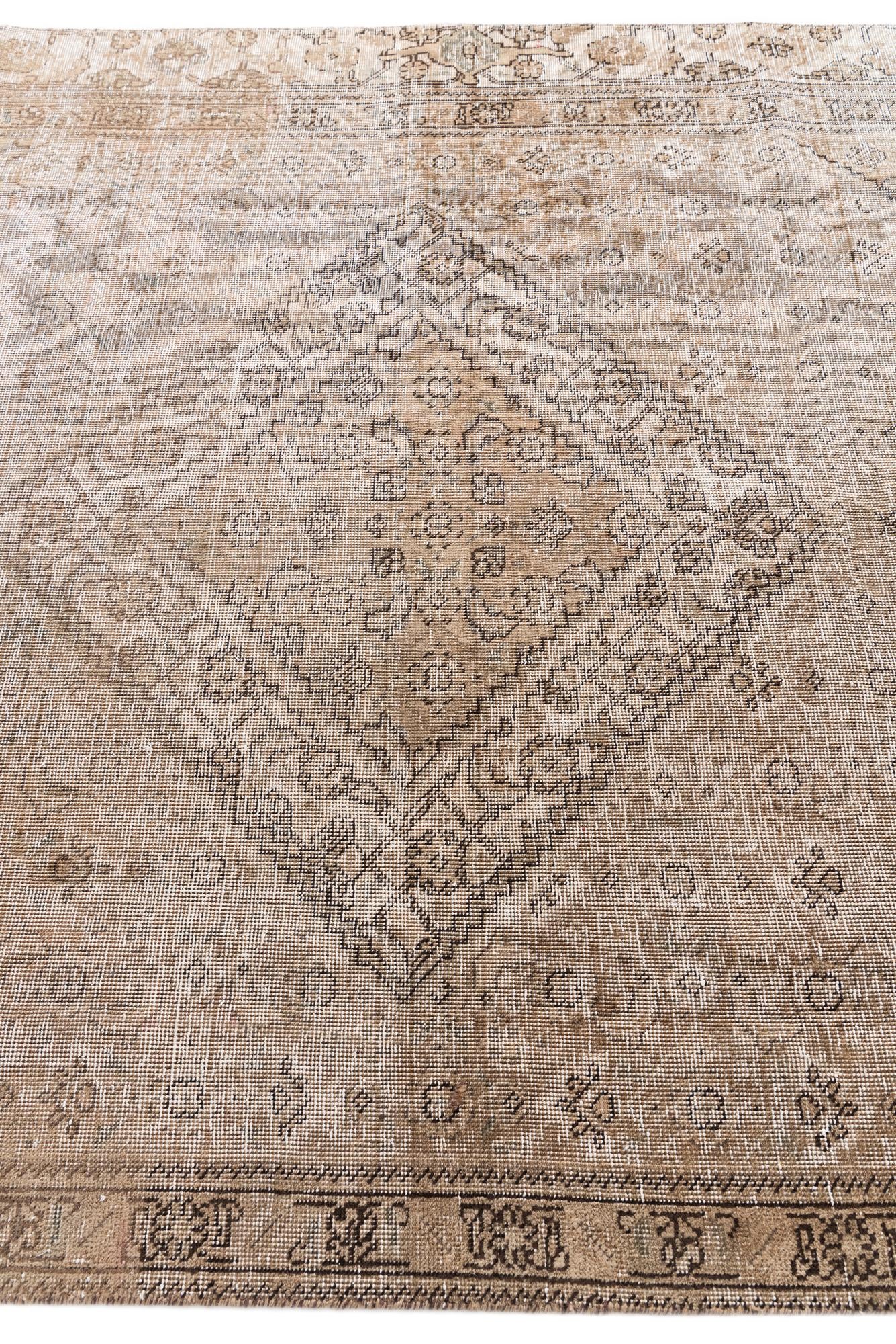 6' 3 x 9' 8 Hand Knotted Ultra Vintage Persian Wool Rug