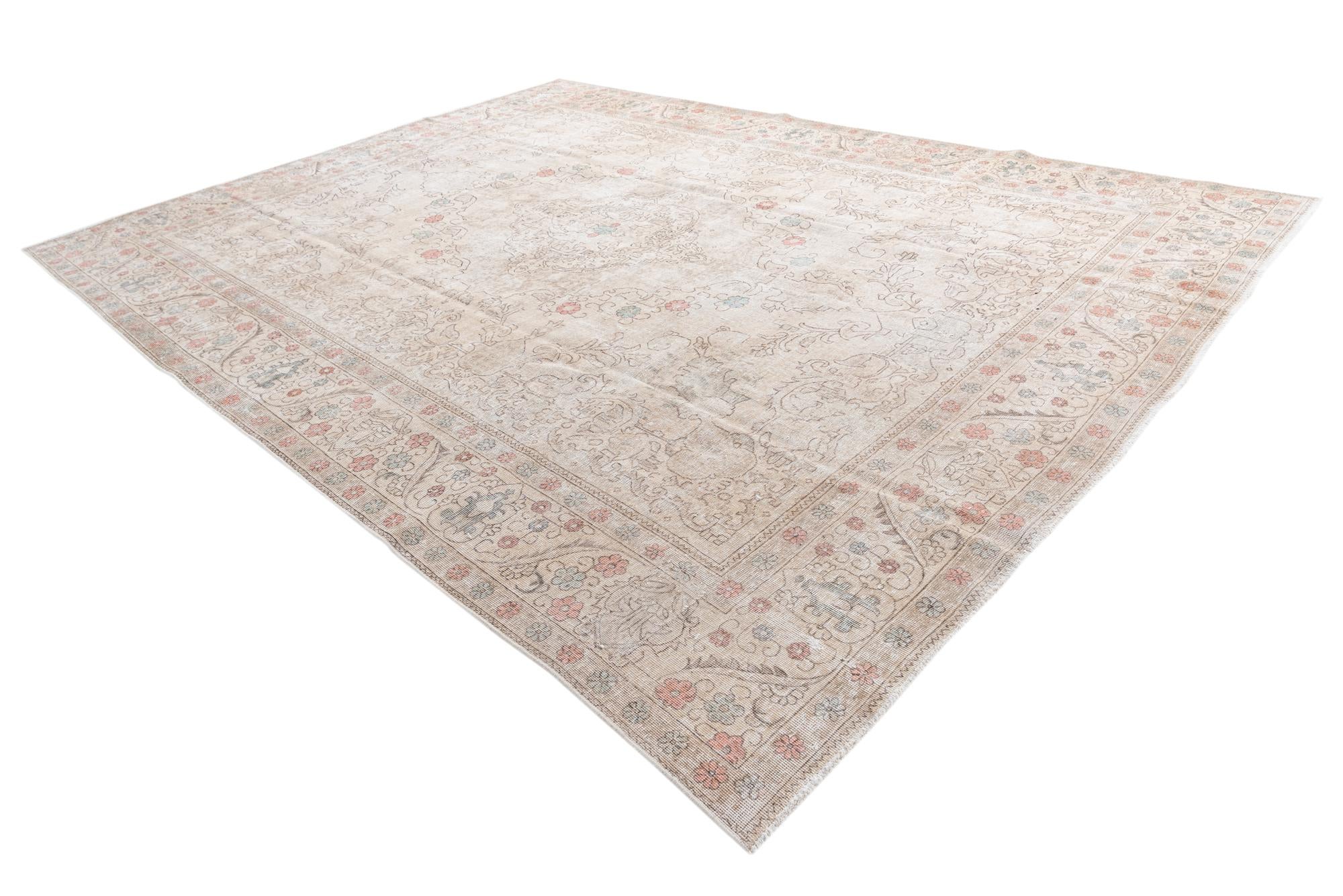 9' 8 x 12' 10 Hand Knotted Ultra Vintage Persian Wool Rug