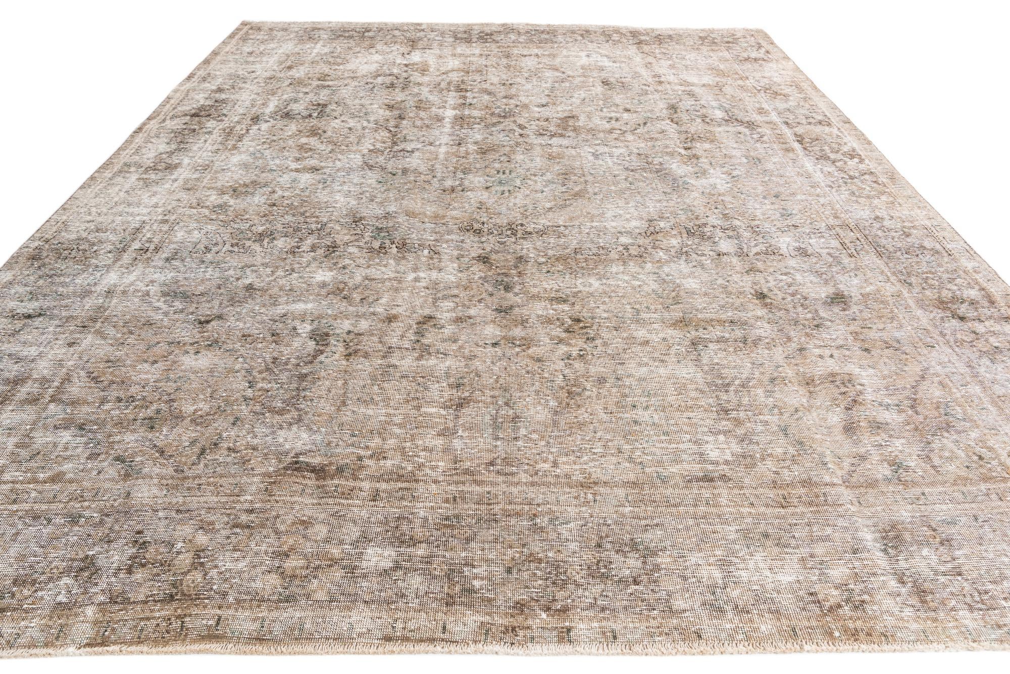 9' 8 x 12' 6 Hand Knotted Ultra Vintage Persian Wool Rug