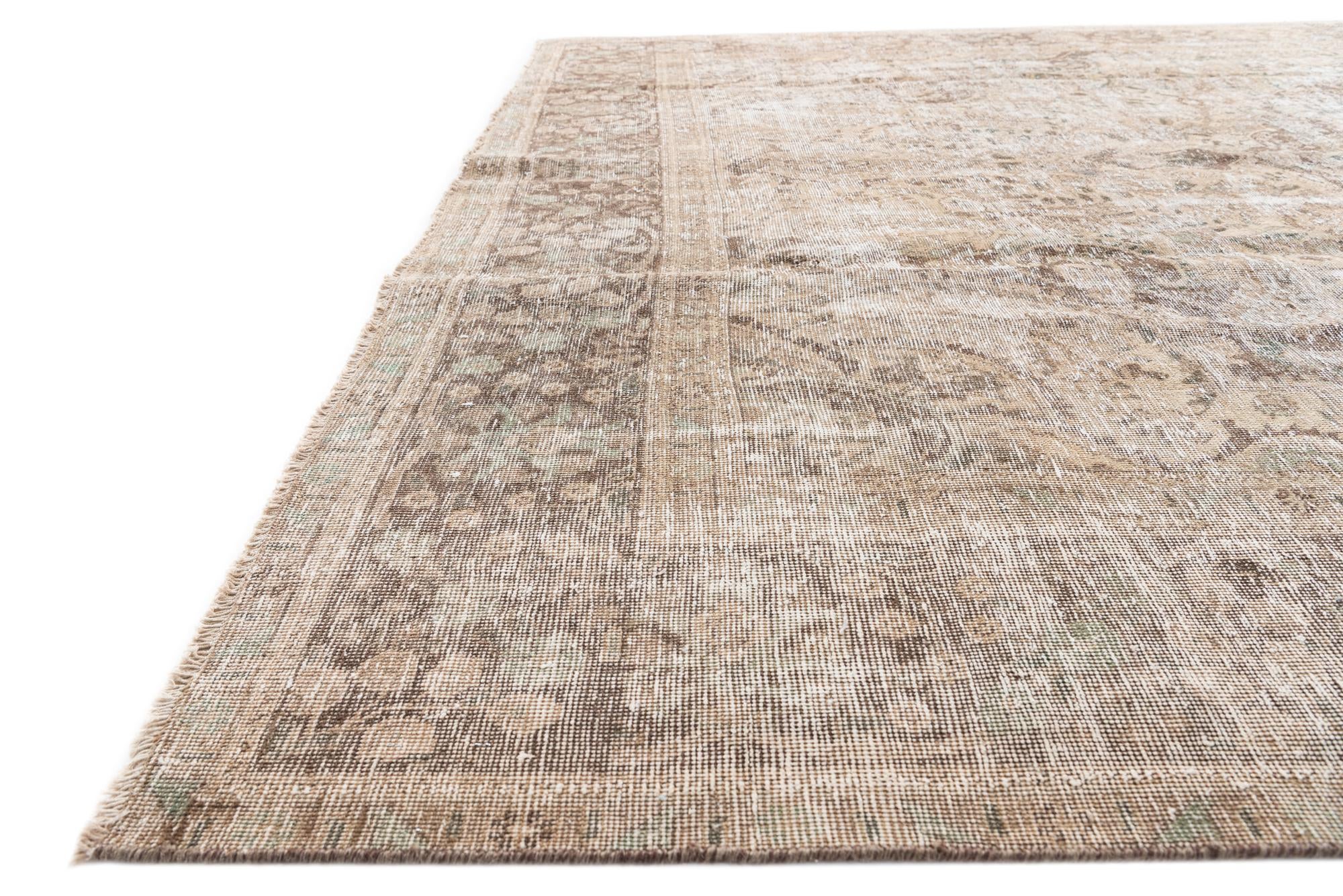 9' 8 x 12' 6 Hand Knotted Ultra Vintage Persian Wool Rug