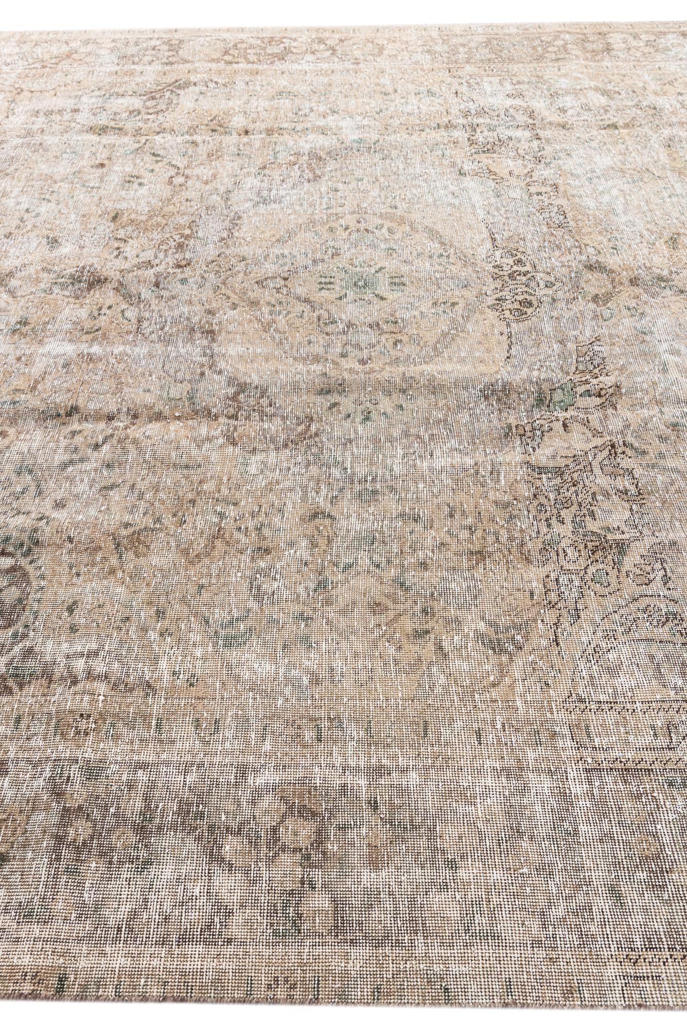9' 8 x 12' 6 Hand Knotted Ultra Vintage Persian Wool Rug