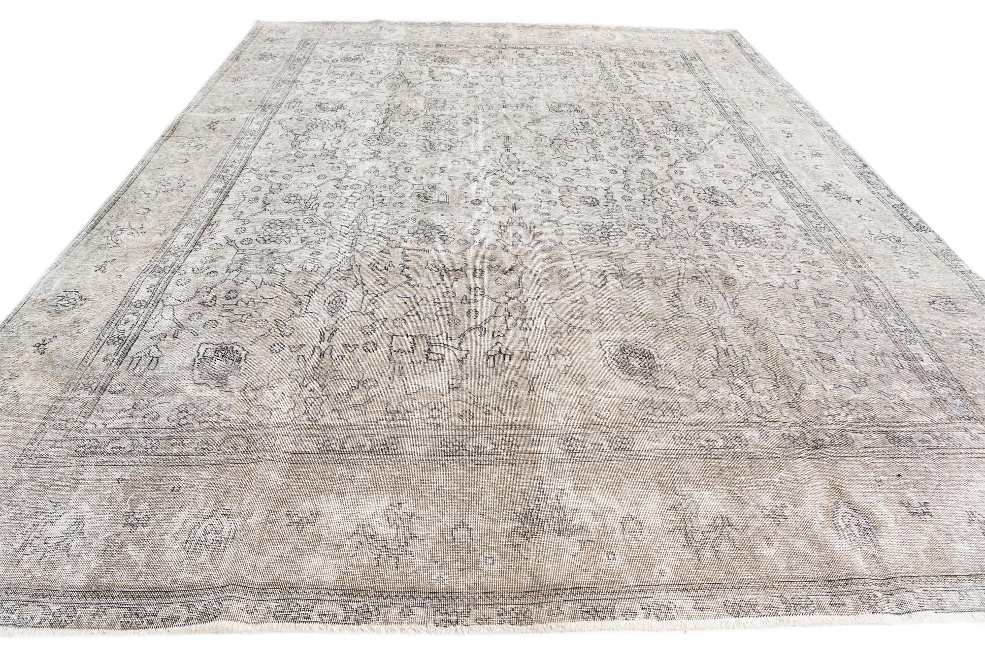 9' 3 x 12' 4 Hand Knotted Ultra Vintage Persian Wool Rug