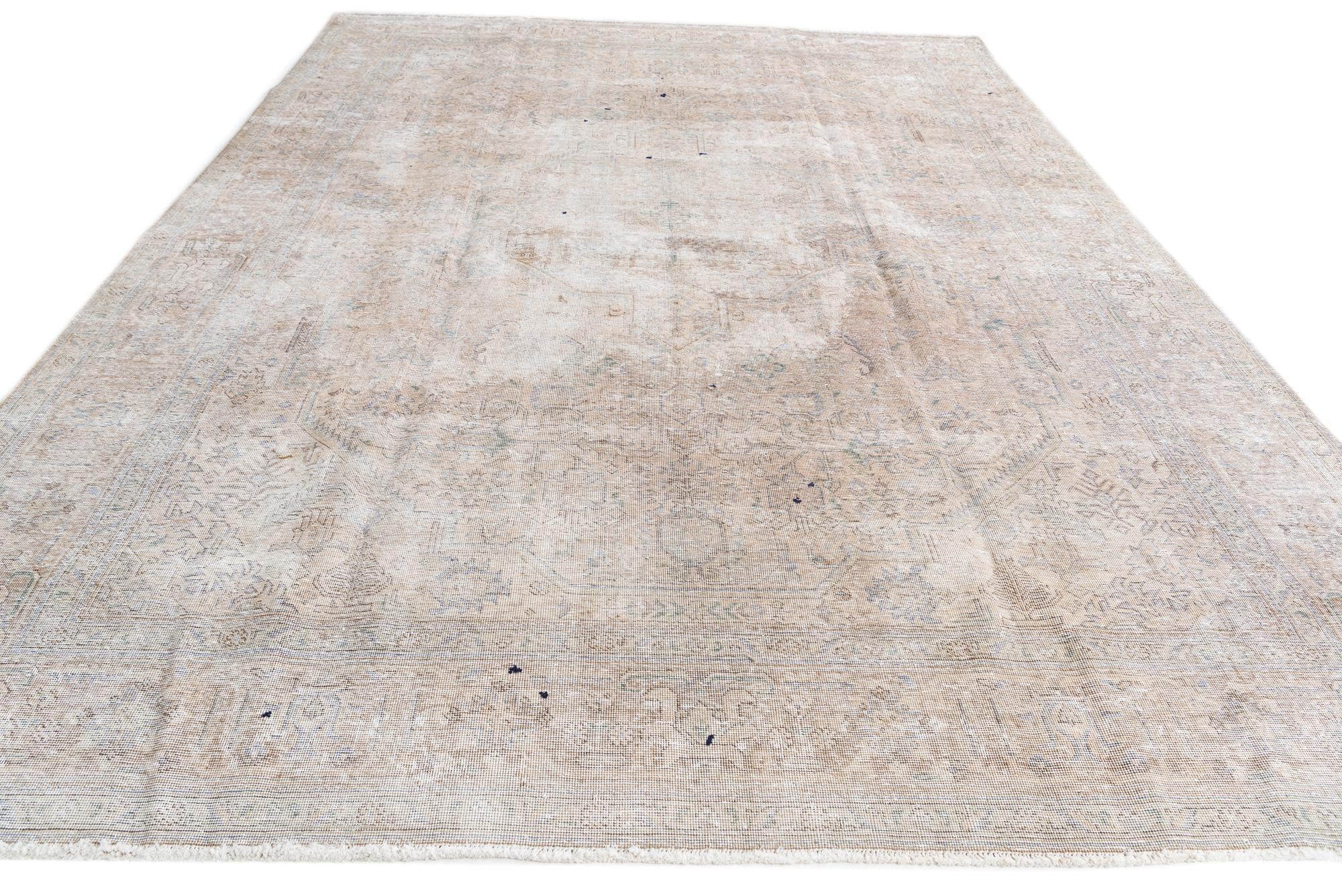 9' 4 x 12' 10 Hand Knotted Ultra Vintage Persian Wool Rug